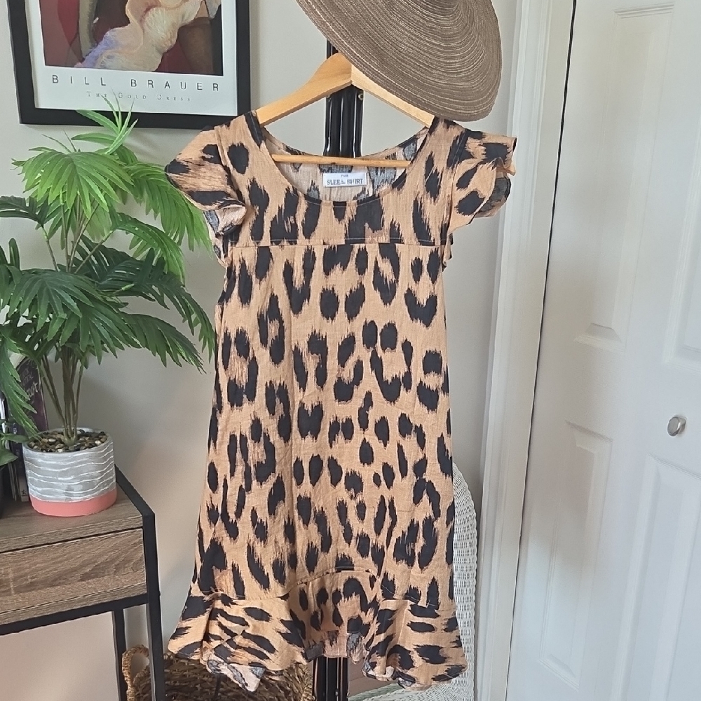 Tan and Black Ruffled Midi Sundress